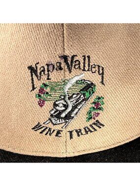 Napa Valley Wine Train Hat Snapback Ball Cap Embroidered KC Beige Black
